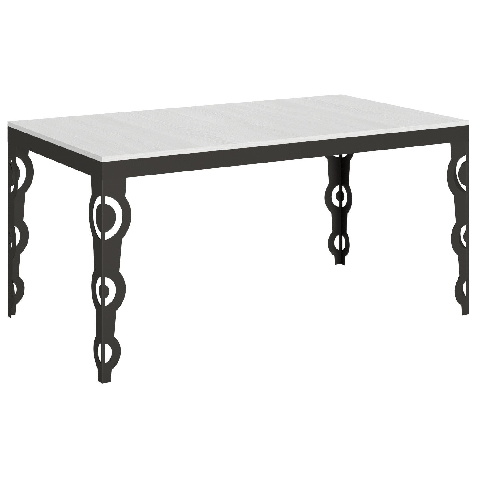 Stół rozkładany Karamay Evolution 90x160/264 cm, biały, jesion, rama antracytowa