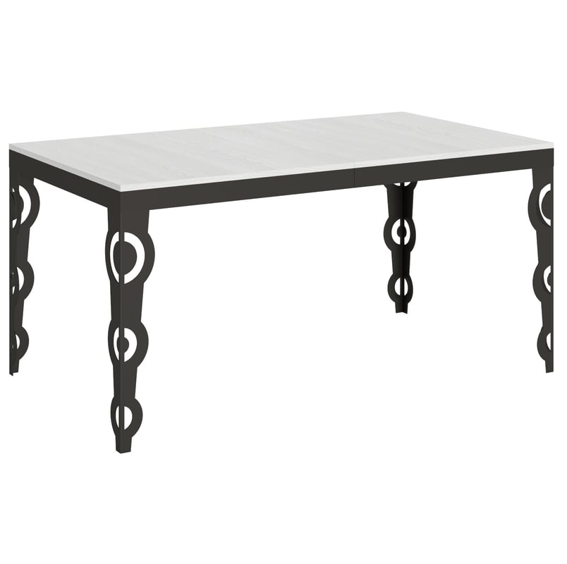 Stół rozkładany Karamay Evolution 90x160/264 cm, biały, jesion, rama antracytowa