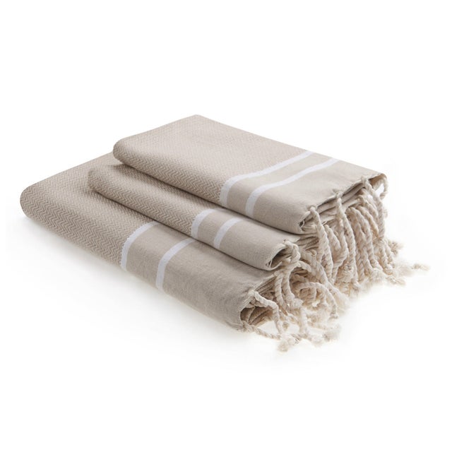 Foutas de bain (1+2) 100x200+2(50x80) coton taupe clair