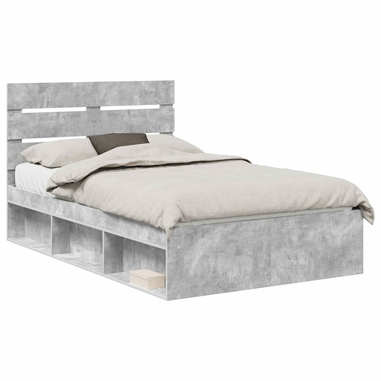 Cadre de lit aspect béton 120 x 190 cm pin massif - 2