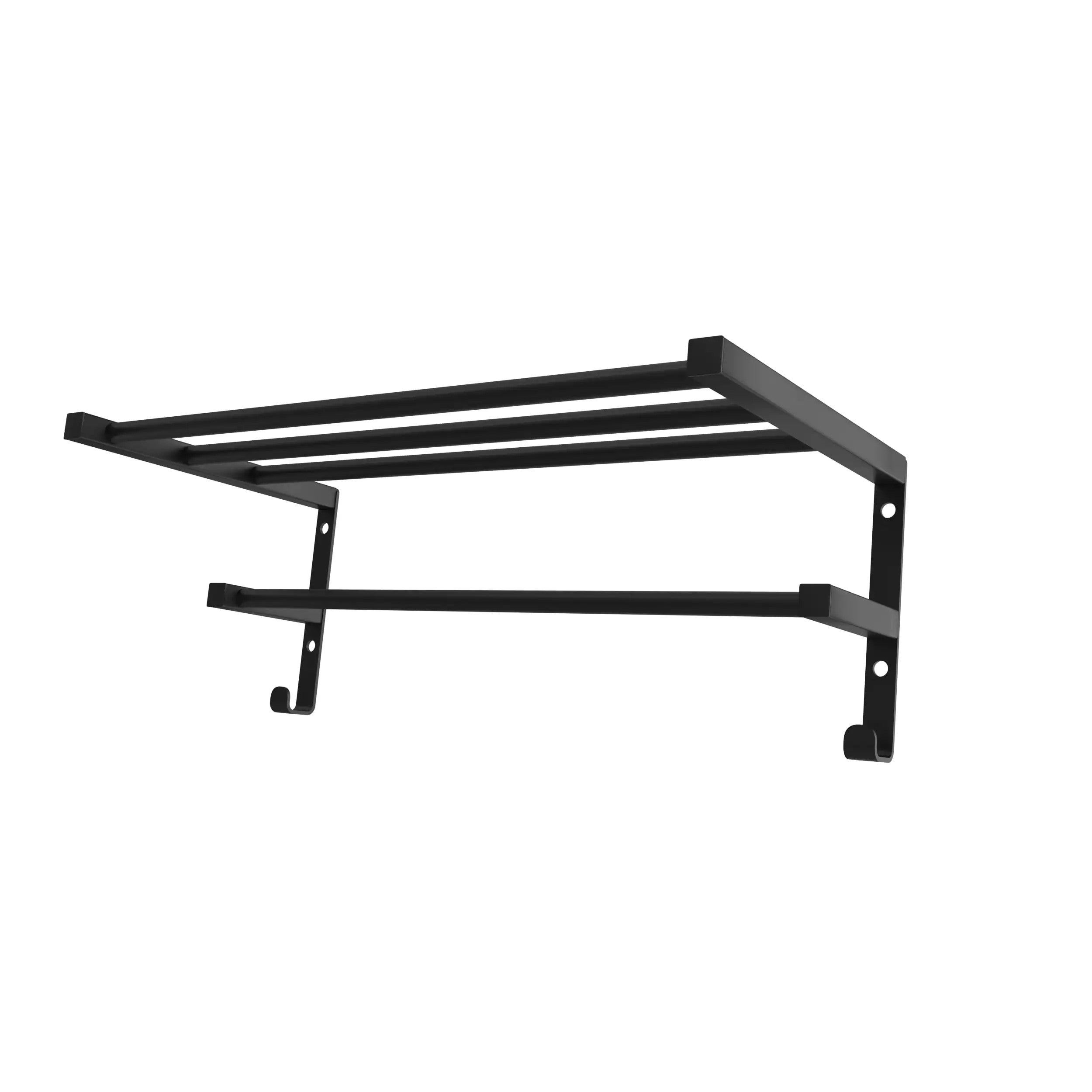 Estante de pared sheffield para toallas - instalación a pared con tornillos – balda para toallas baño - 520x256mm - perfil circular - negro