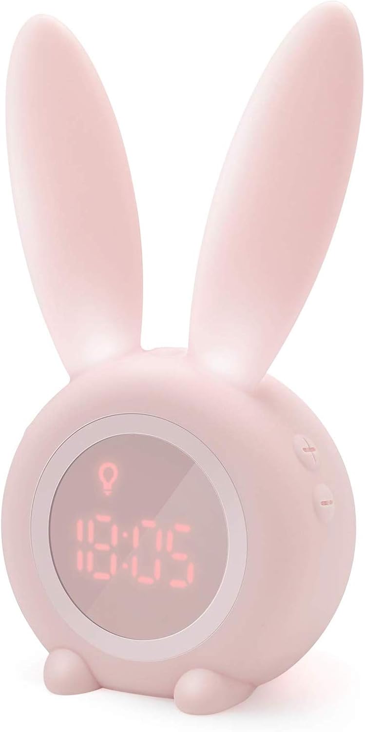 Budzik - z diodą LED - silikonowy - zasilany przez USB - 1 sztuka - różowy