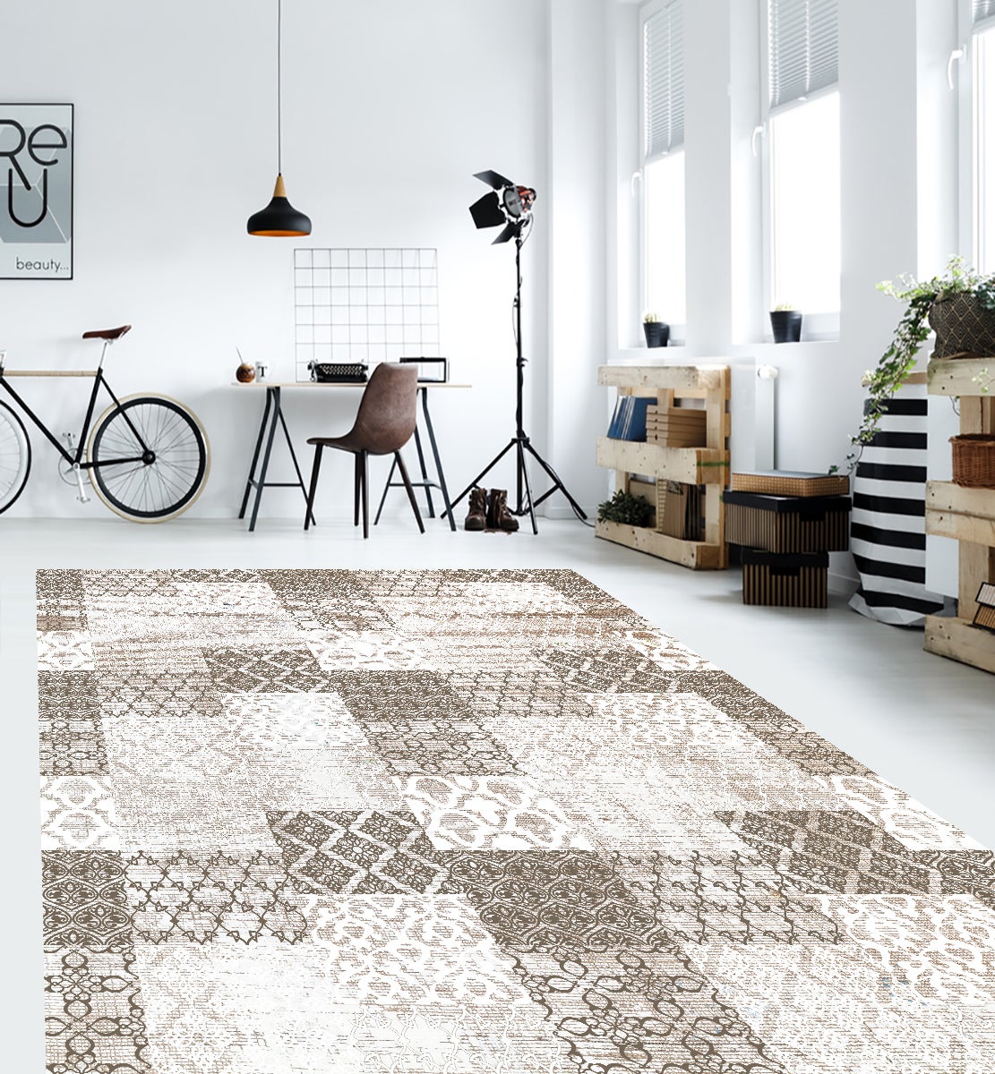 Tapis antidérapant en vinyle, Omaira 160x230 cm - PVC imprimé, lavable, ignifuge, pour le salon et la cuisine - 4