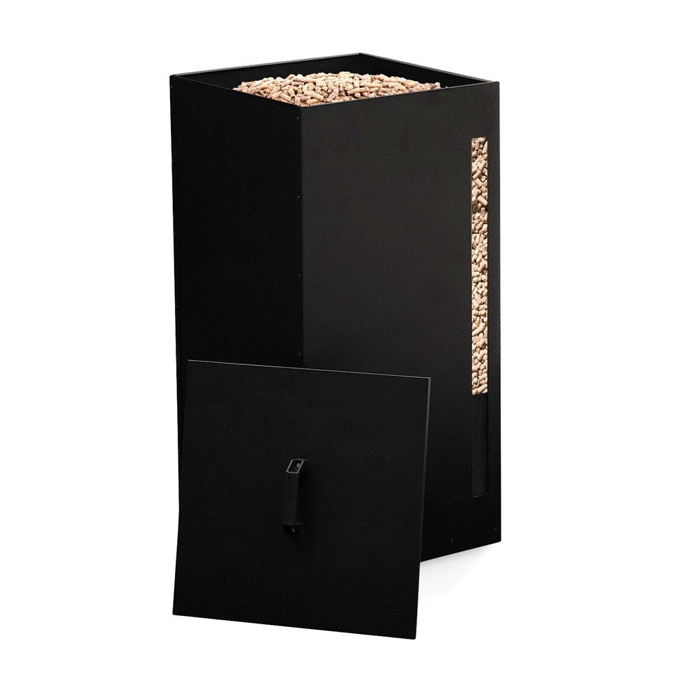 Réservoir à granulés de bois et pellets - Capacité 45 kg - Métal noir 70 L - FACILITYS - 2