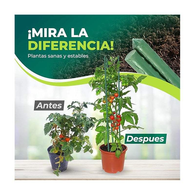 Pack 25 Tutor de Acero Plastificado 180cm Ø16 mm | Varillas para Plantas y Arboles | Tutores para Tomates y Plantas trepadoras - 8
