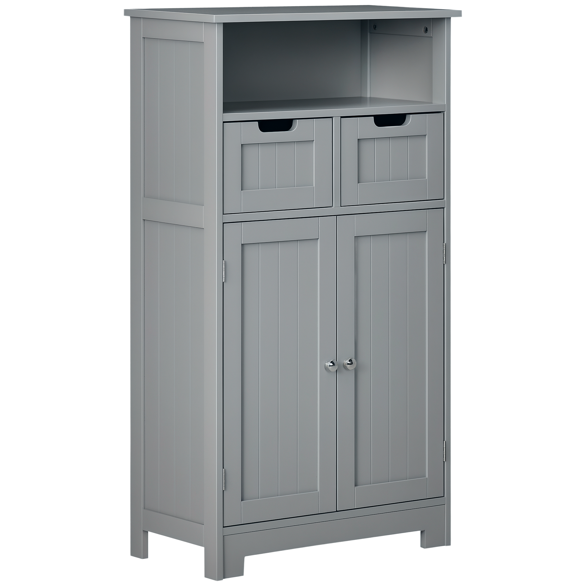 Mueble de baño con 2 cajones, nicho, armario con puerta, estante ajustable, 60 x 30 x 109 cm, gris