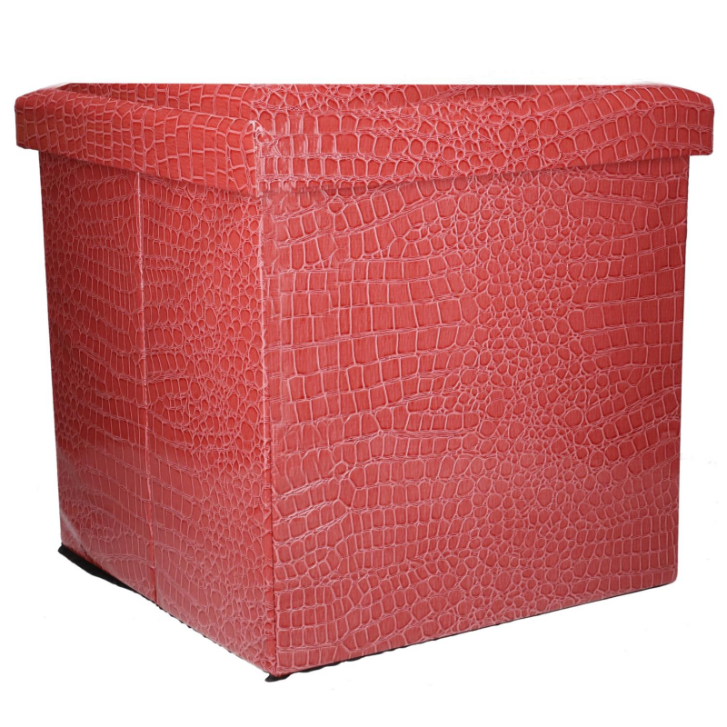 Pouf Carré Jaune 30x30x35 Cm – Rangement Avec Couvercle à Charnière, Similicuir, Mousse Épaisse – Pour Salon, Chambre