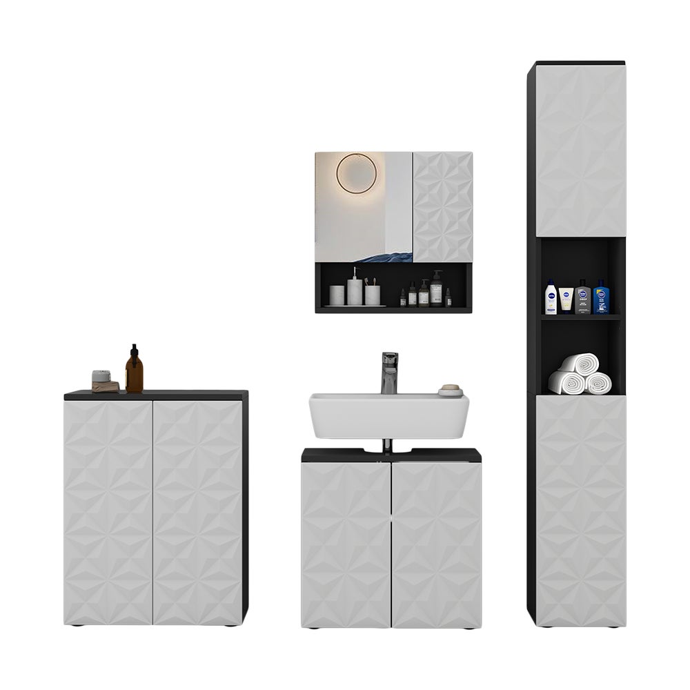 Vicco Zestaw mebli łazienkowych Edge, Czarny, 4 części