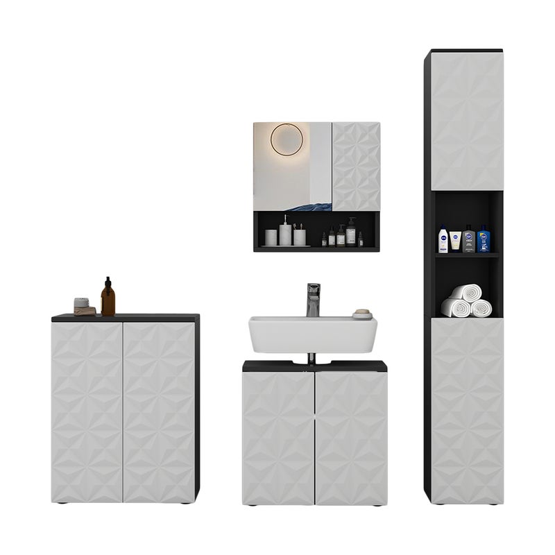 Vicco Zestaw mebli łazienkowych Edge, Czarny, 4 części