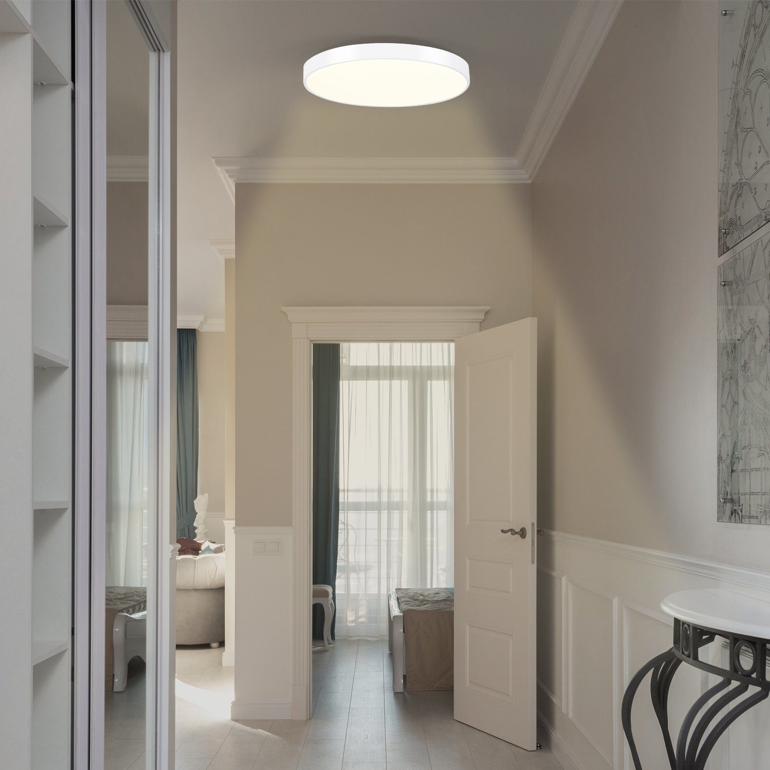 NETTLIFE Lâmpada de teto LED branca quente - lâmpada de casa de banho 12W IP44 à prova de água 21cm redonda moderna - 7