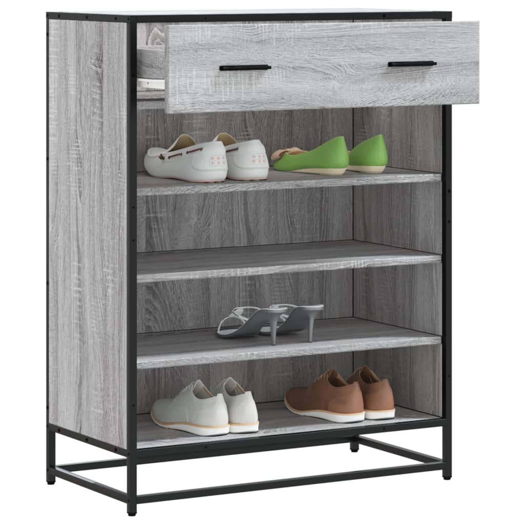 Zapatero de madera de ingeniería y metal color gris Sonoma | Leroy Merlin