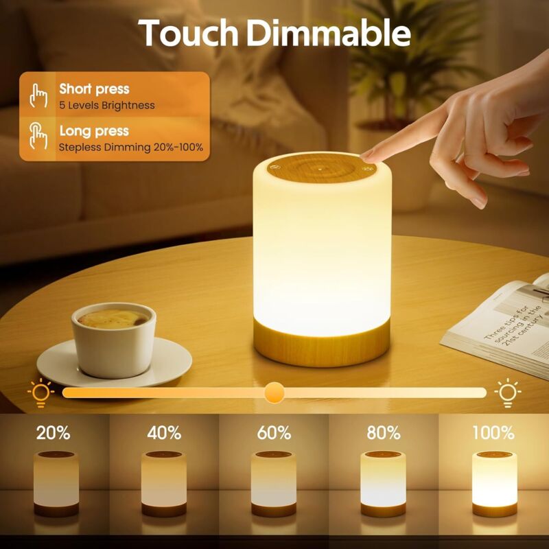 Lampe Chevet Tactile Auxmir 256 Couleurs RVB - Veilleuse Bébé Rechargeable Avec Minuteur
