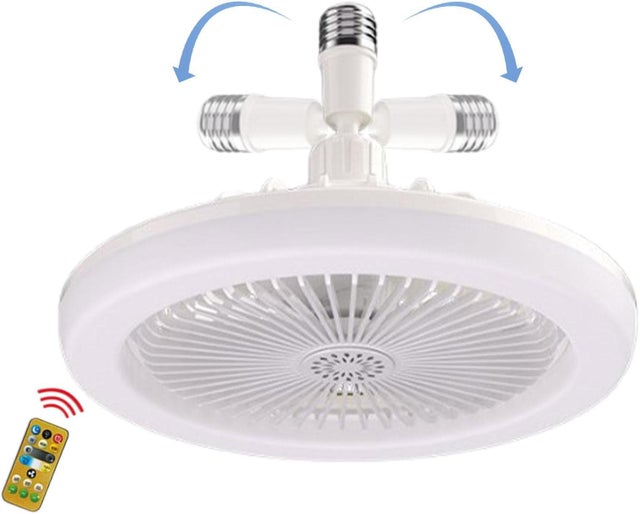 Biały wentylator sufitowy LED z pilotem, oświetleniem i żarówką - idealny do sypialni