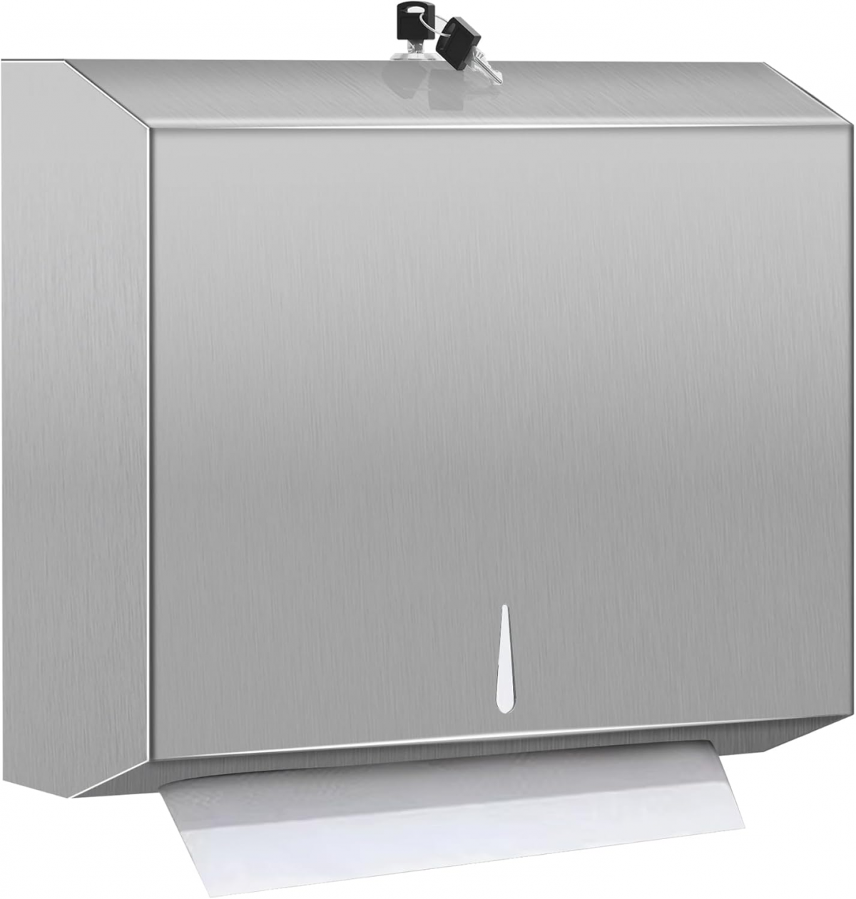 Dispenser de prosoape de mână din oțel inoxidabil, montat pe perete, cu încuietoare, dispenser de șervețele de mare capacitate, argintiu