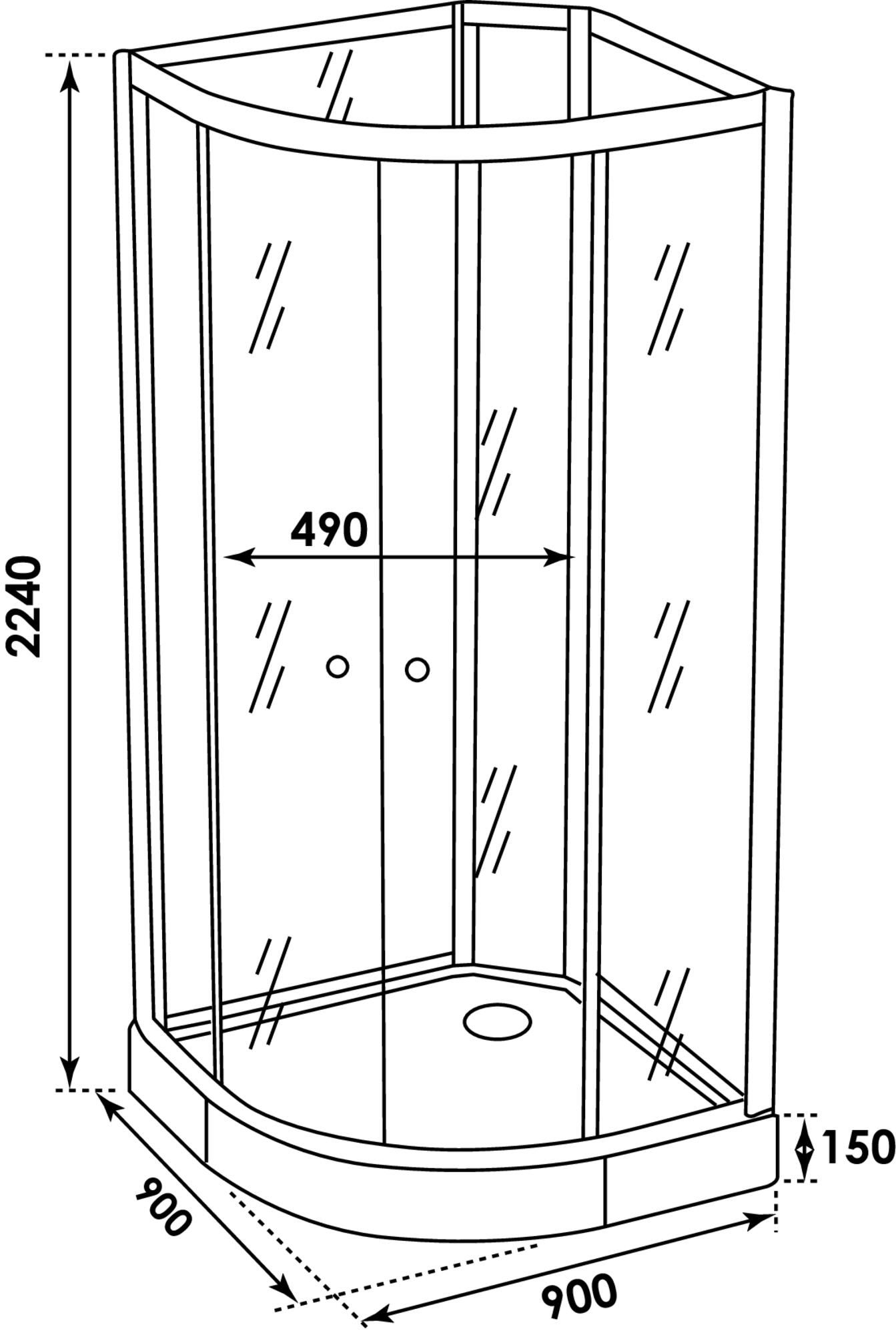 ONDEE - Cabina de ducha hidromasaje AMELIA Blanca - En kit - cuarto de círculo 90cm - 2