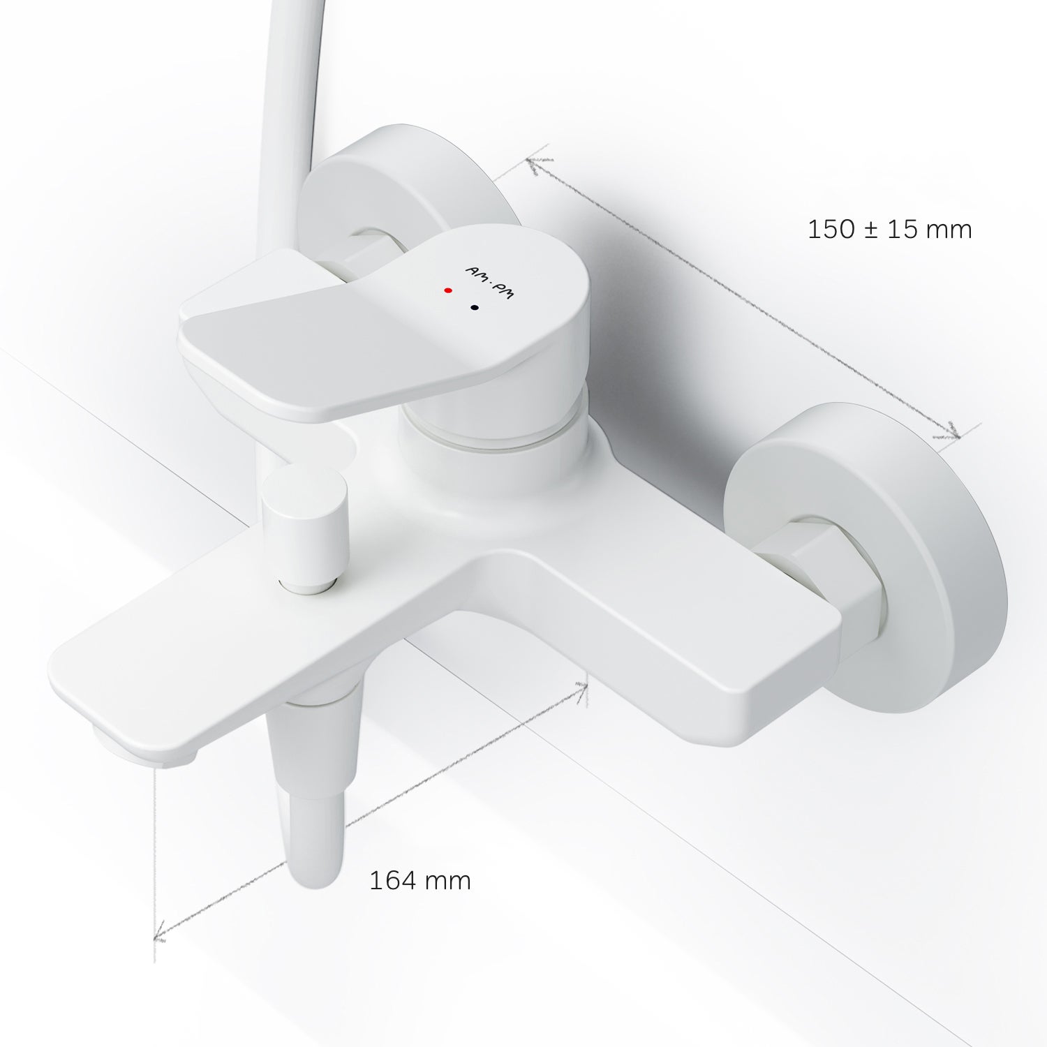 Mitigeur de baignoire mécanique Robinet salle de bain, mitigeur de bain, Blanc taille M, X-Joy FXA10033 AM.PM - 9