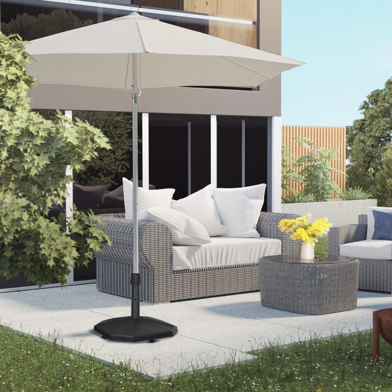 Pied de parasol 18 kg pour jardin terrasse, base en béton compatible mâts 34 mm 38 mm 48 mm, support stable pour parasol extérieur, noir - 2
