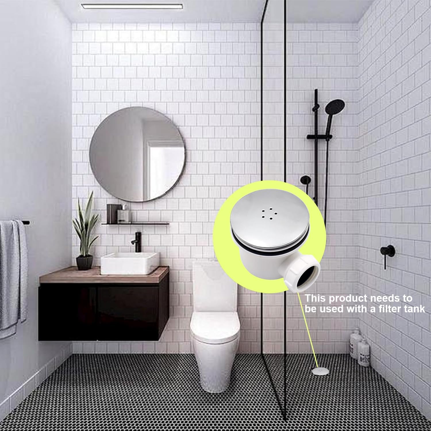 Capot universel 90mm/115mm pour bonde de douche, remplacement facile, avec couvercle de vidange adapté aux douches - 5