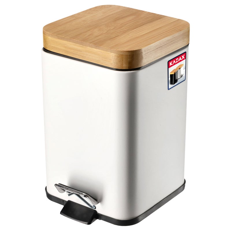 KOSZ NA ŚMIECI ODPADY ŁAZIENKOWY POJEMNIK BIAŁY BAMBUS UCHYLNY Z EM 3L