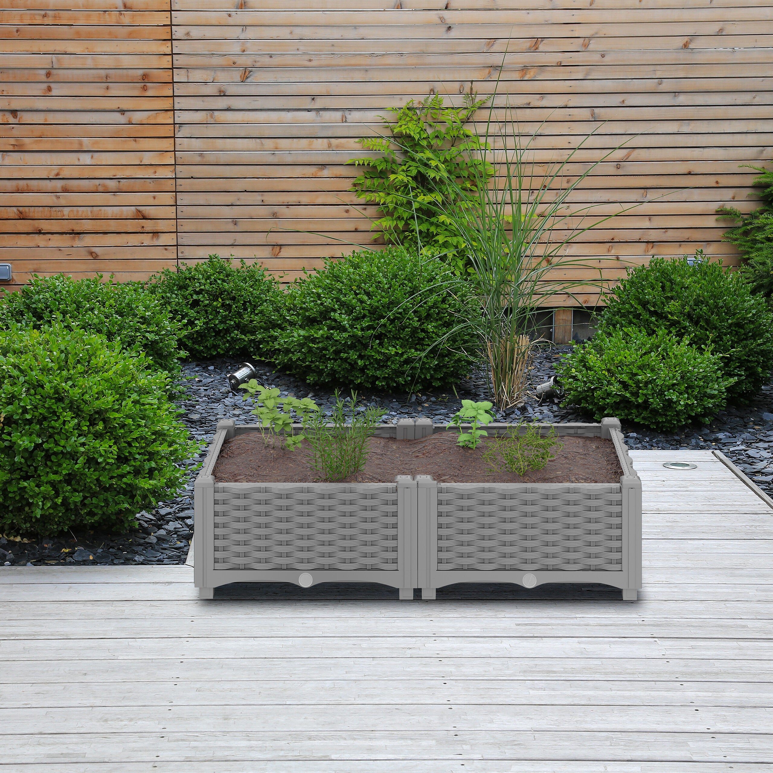 Tidyard Fioriera Rialzata In Acciaio - Vaso Rettangolare Per Giardino E Balcone - 332x40x36 Cm, Grigio, Resistente Agli Agenti Atmosferici - 4