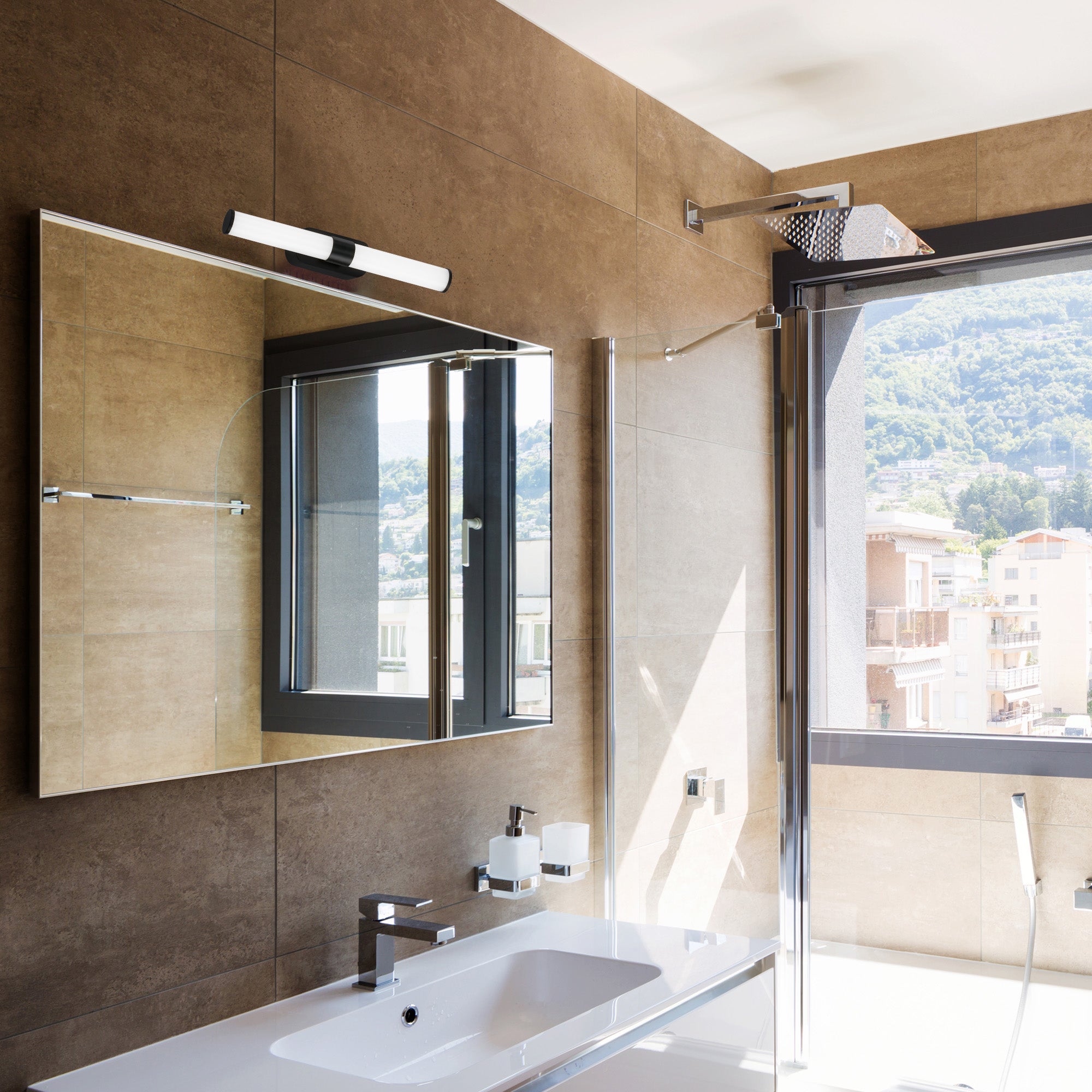 Applique murale LED salle de bain - IP44 - 400 mm - Noir - Blanc neutre 4000K - 7W - 690lm - B.K.Licht - 5