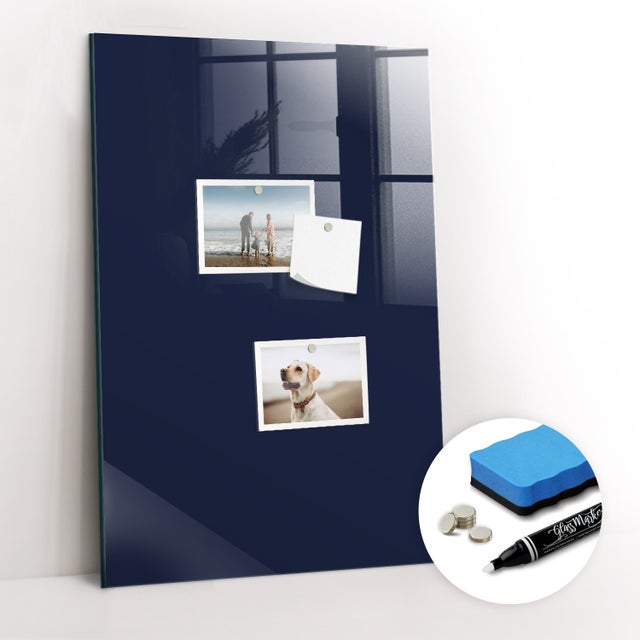 Lavagna Magnetica Murale, Tulup - 40x60 cm - Blu notte, 5 magneti, spugna, pennarello bianco