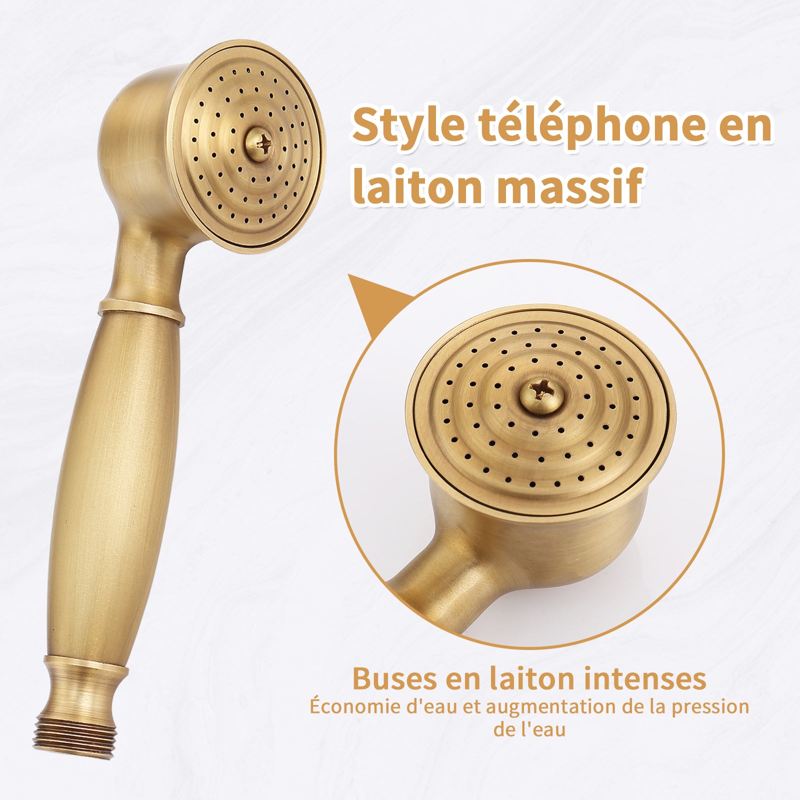 Colonne de Douche Rétro à Double Poignée en Laiton, Système de douche Antique Réglable en hauteur, Kit de Douche avec Finition Bronze - 4