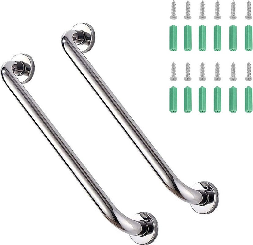 Uchwyt ścienny - dodatkowa przyczepność - 2 sztuki - 40 cm - stal nierdzewna - wspornik toalety - śruby w zestawie - łazienka