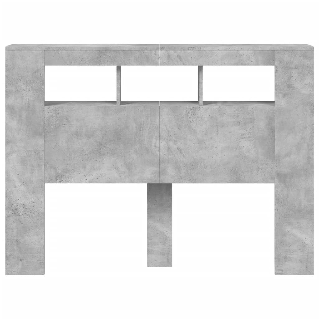 Cabecero，Cabecero de cama，Panel de Cabecera LED madera ingeniería gris hormigón 140x18,5x103,5 cm CFW78680 - 6