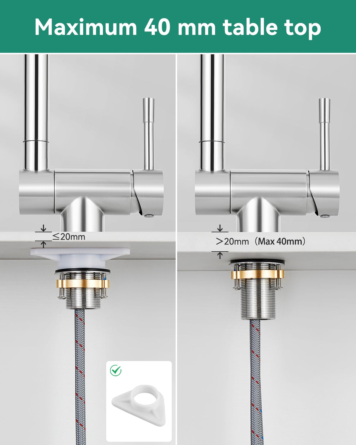 ANYCEE MAX Robinet Cuisine Rabattable avec 2 Jets, Mitigeur Evier Repliable sous Fenêtre Pivotant à 360, Robinetterie Pliable devant Fenêtre Brossé - 6