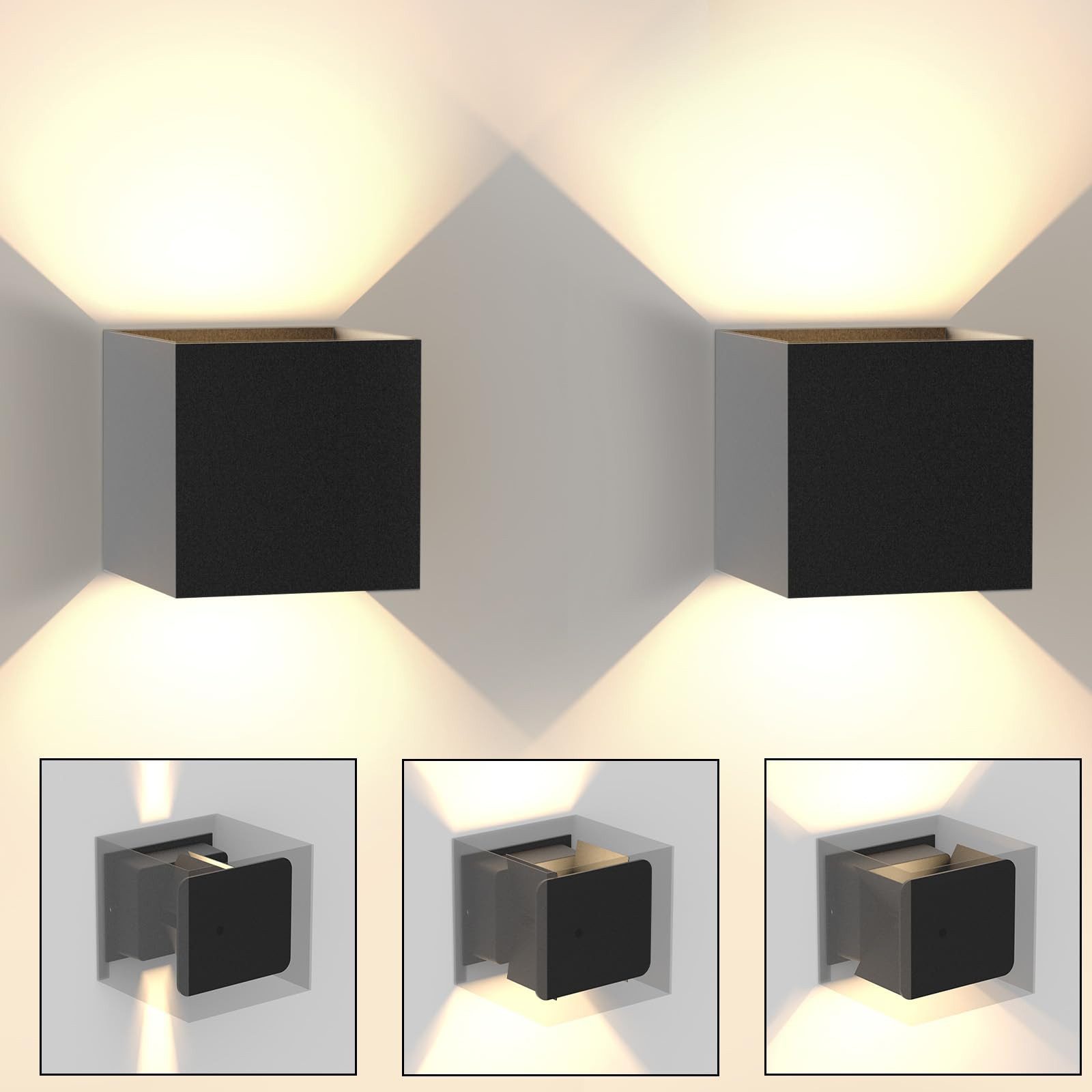 ZMH Czarna lampa ścienna LED – nowoczesna lampa ścienna zewnętrzna do sypialni
