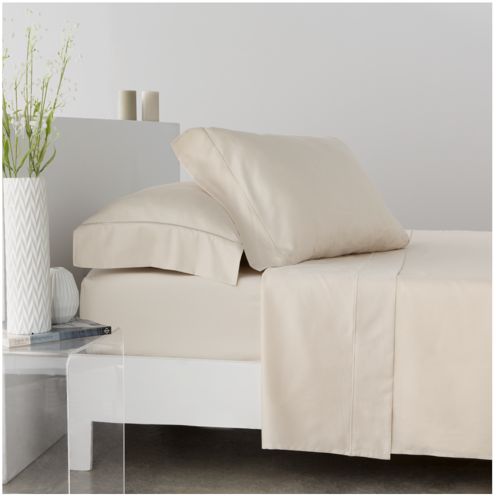 Cotton artean - juego de sábanas satén algodón egipcio 300 beige 280x260 cama 200