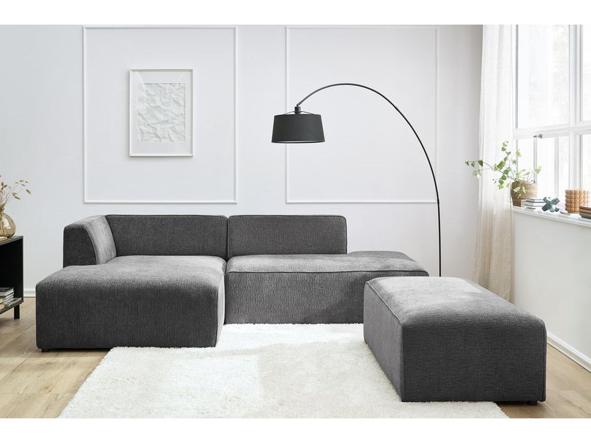 Canapé d'angle fixe modulable MEGEVE tissu texturé avec pouf BOBOCHIC 5 ...