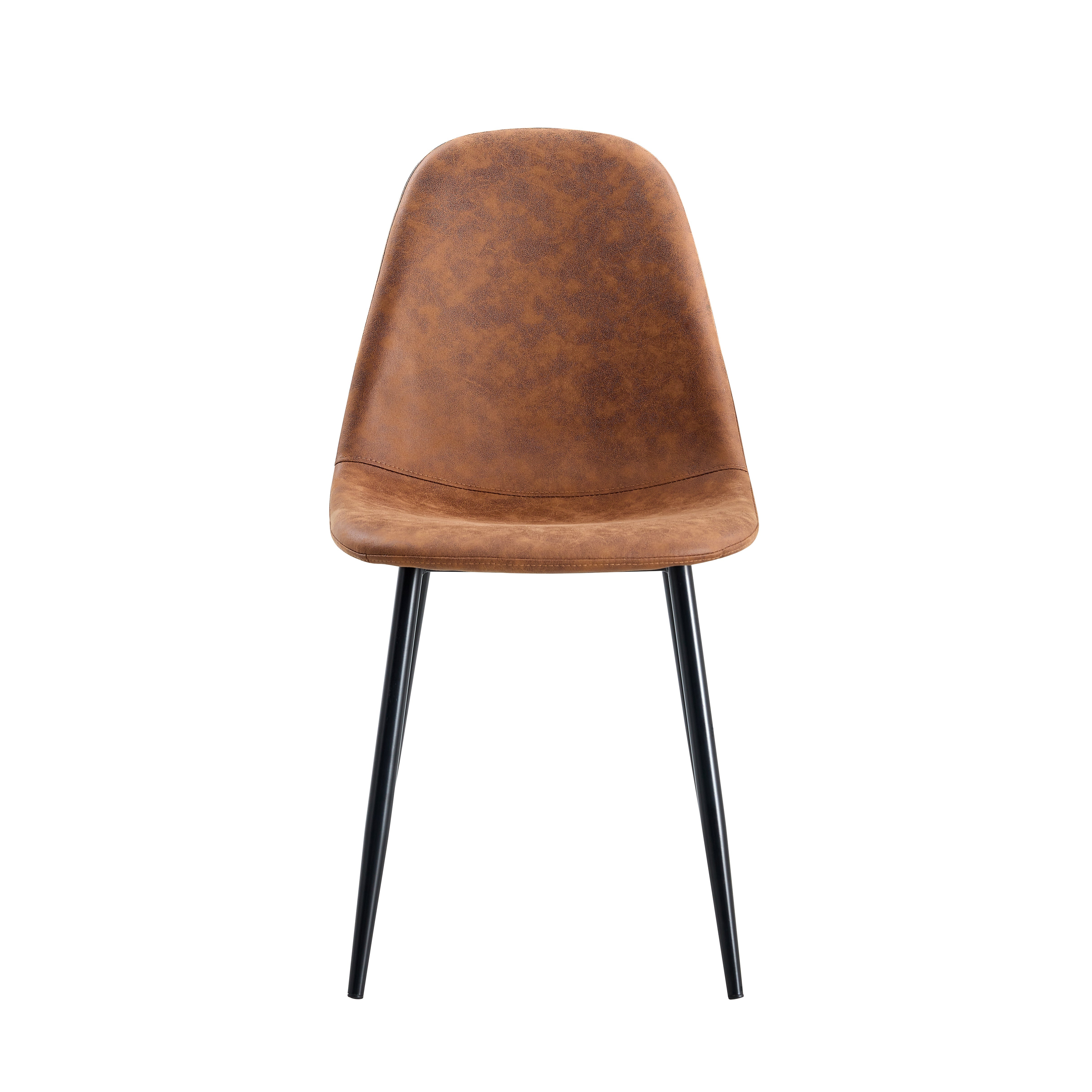 TEENO Lot de 4 chaises de salle à manger, Avec pieds en métal, marron - 3