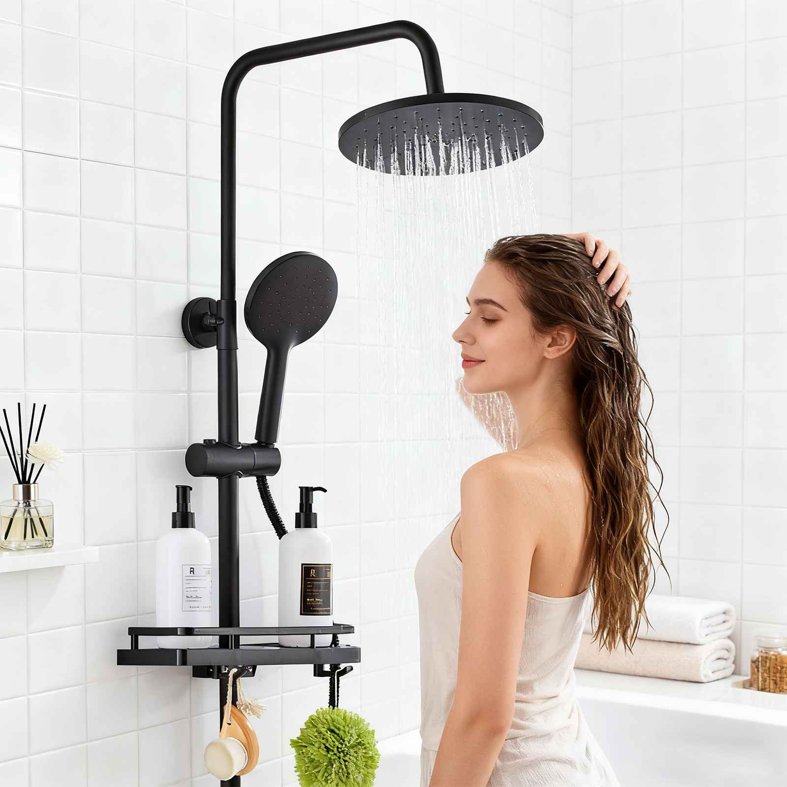 Juego de ducha con filtro anti-salpicaduras, roseta giratoria 360°, cuerpo de latón, diseño ahorrador de agua y presión, ideal para hogares y hoteles - 8