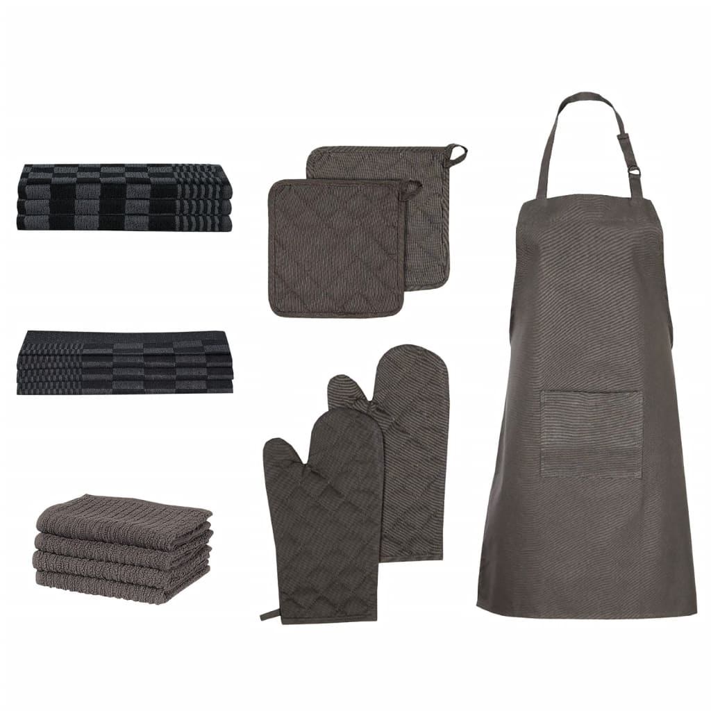 Juego de toallas y manoplas para horno 15 piezas negro