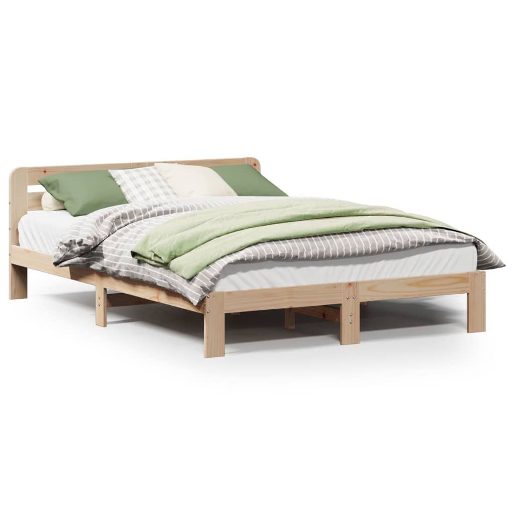 Łóżko Drewniane Rama Łóżka Sofa Brązowe Do Sypialni Pokoju 135x190 cm