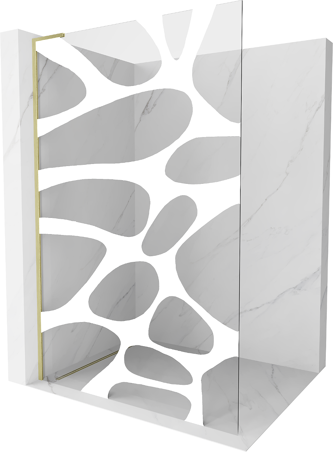 Mexen Kioto L ścianka prysznicowa Walk-in 110 x 200 cm, biała fala, złota szczotkowana - 800-110-103-55-97