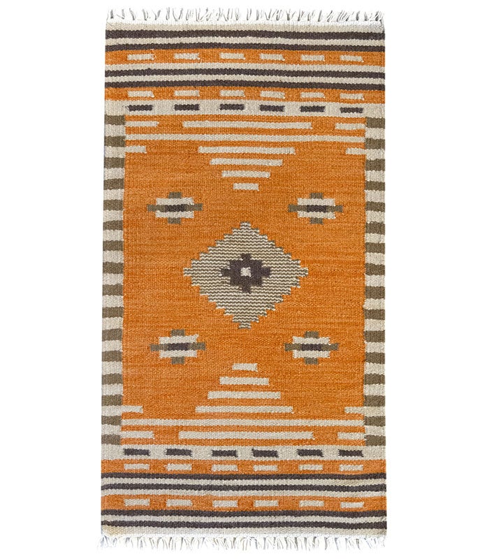 Hamid - KILIM AZTECA 110x60 - Tapis de salon Kilim, tissé à la main, 100 % laine, salon Kilim, chambre, salle à manger - 2