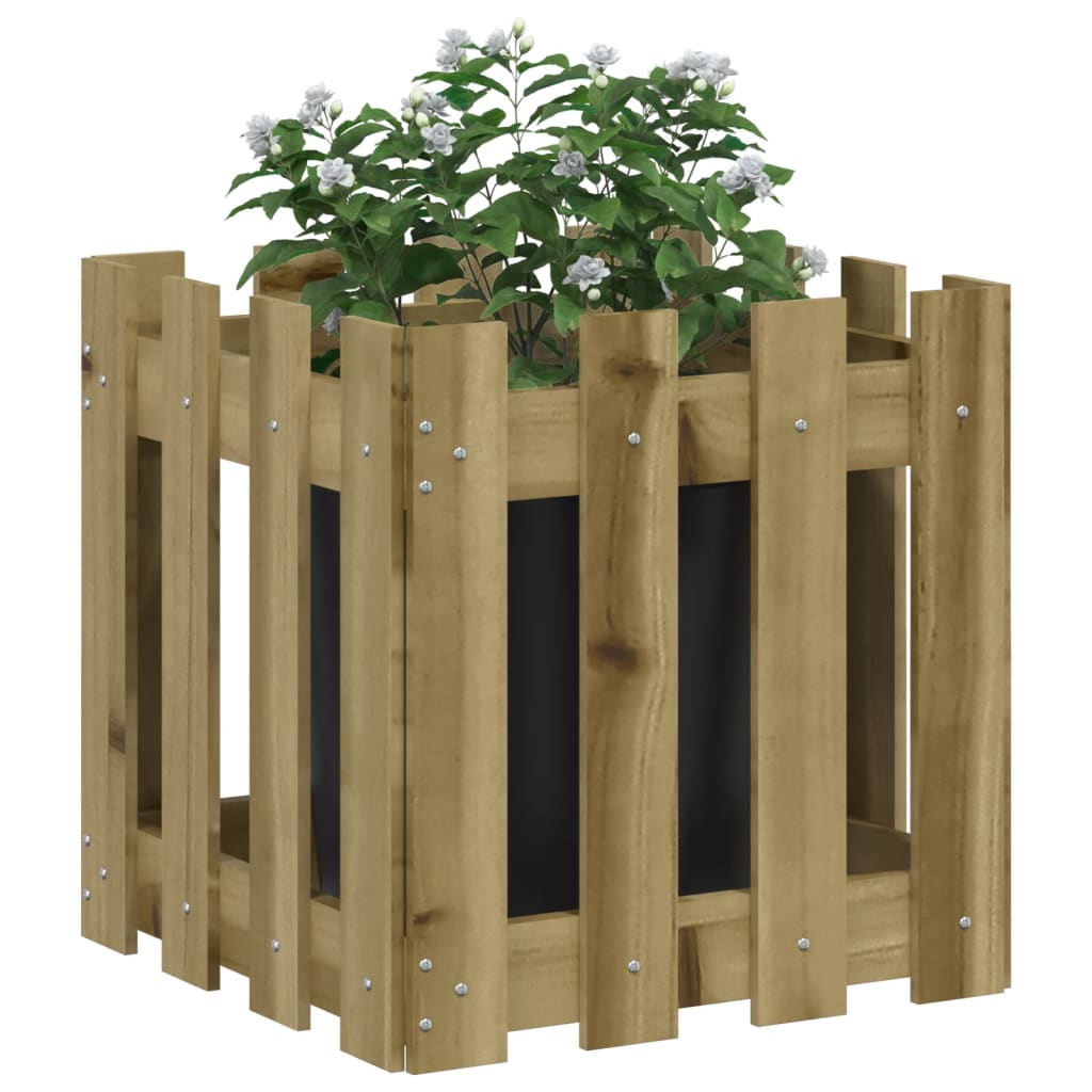 Jardinière | Bac à fleurs | Pot de fleurs avec design de clôture 40x40x40 cm pin imprégné664083 - 3