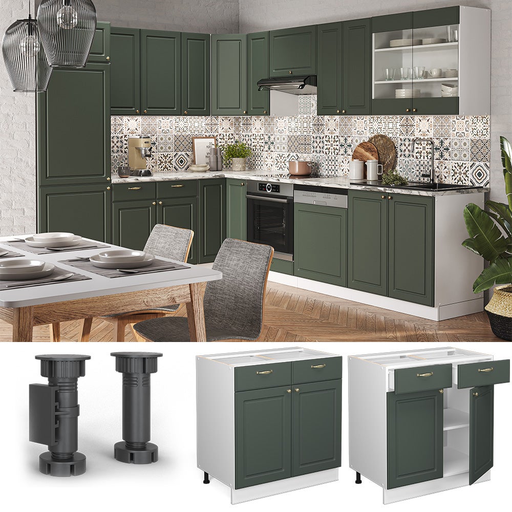 Vicco Meuble cuisine Fame-Line, Vert Or Campagne, 80cm sans PT - 2