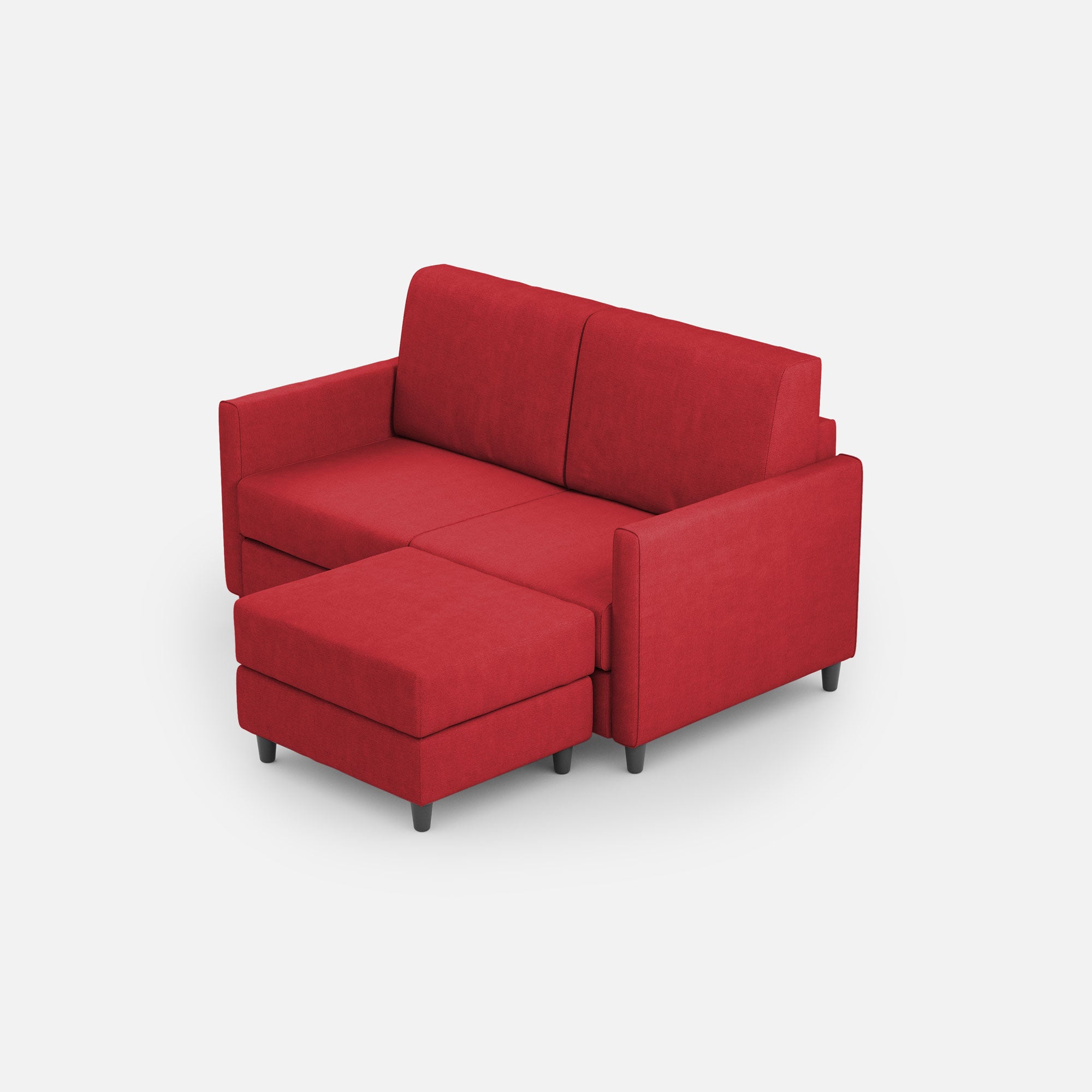 Sofá karay 2 plazas (dos plazas de 60 cm) + puf dimensiones exteriores l.138 p.155 color rojo