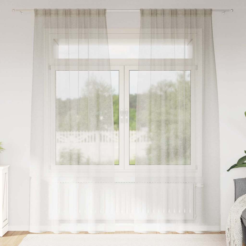 Firany Voile z zasłonami 2 pcs Kremowy 245 x 140 cm Poliester vidaXL