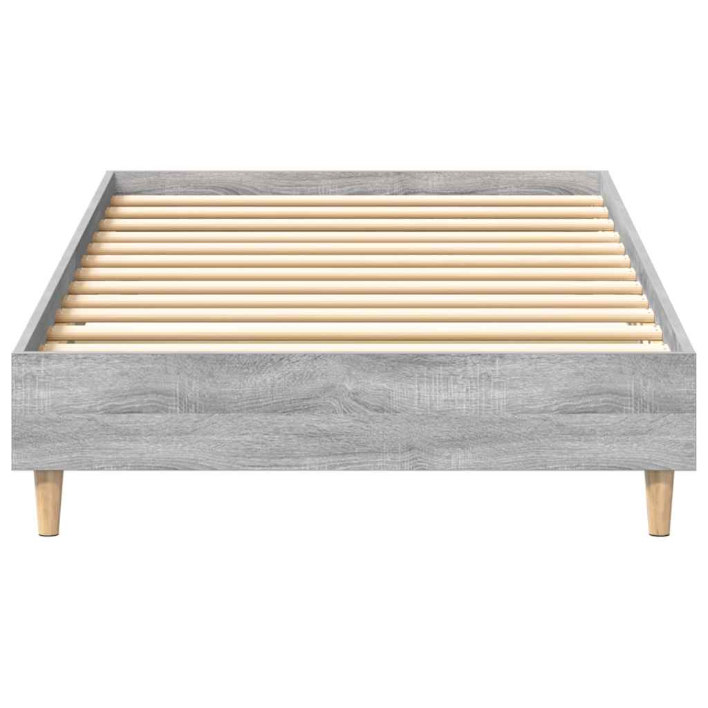 Cadre de lit gris en panneau de bois pour la chambre, 203 × 93 × 25 cm - 5