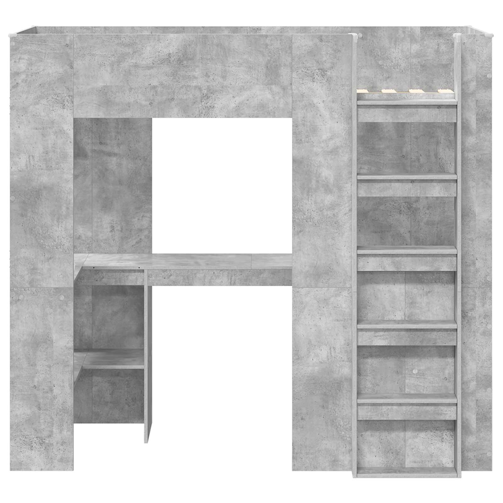 Cadre de lit superposé avec bureau, gris béton, pour la chambre, 75 × 190 cm - 5
