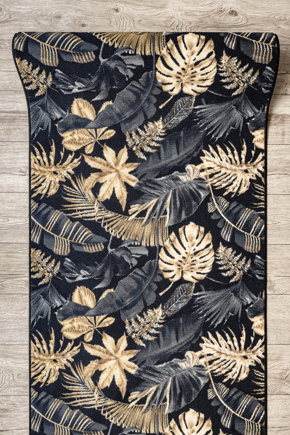 CHODNIK podgumowany MONSTERA Liście guma złoty 67 cm 67x830 cm - 4