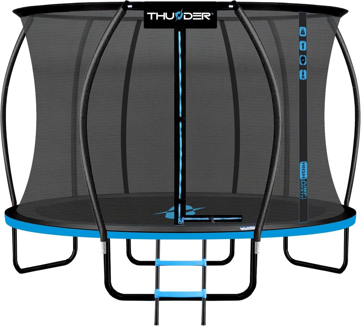 Trampolina Ogrodowa 12ft 366CM duża dla dzieci solidna z drabinką Thunder