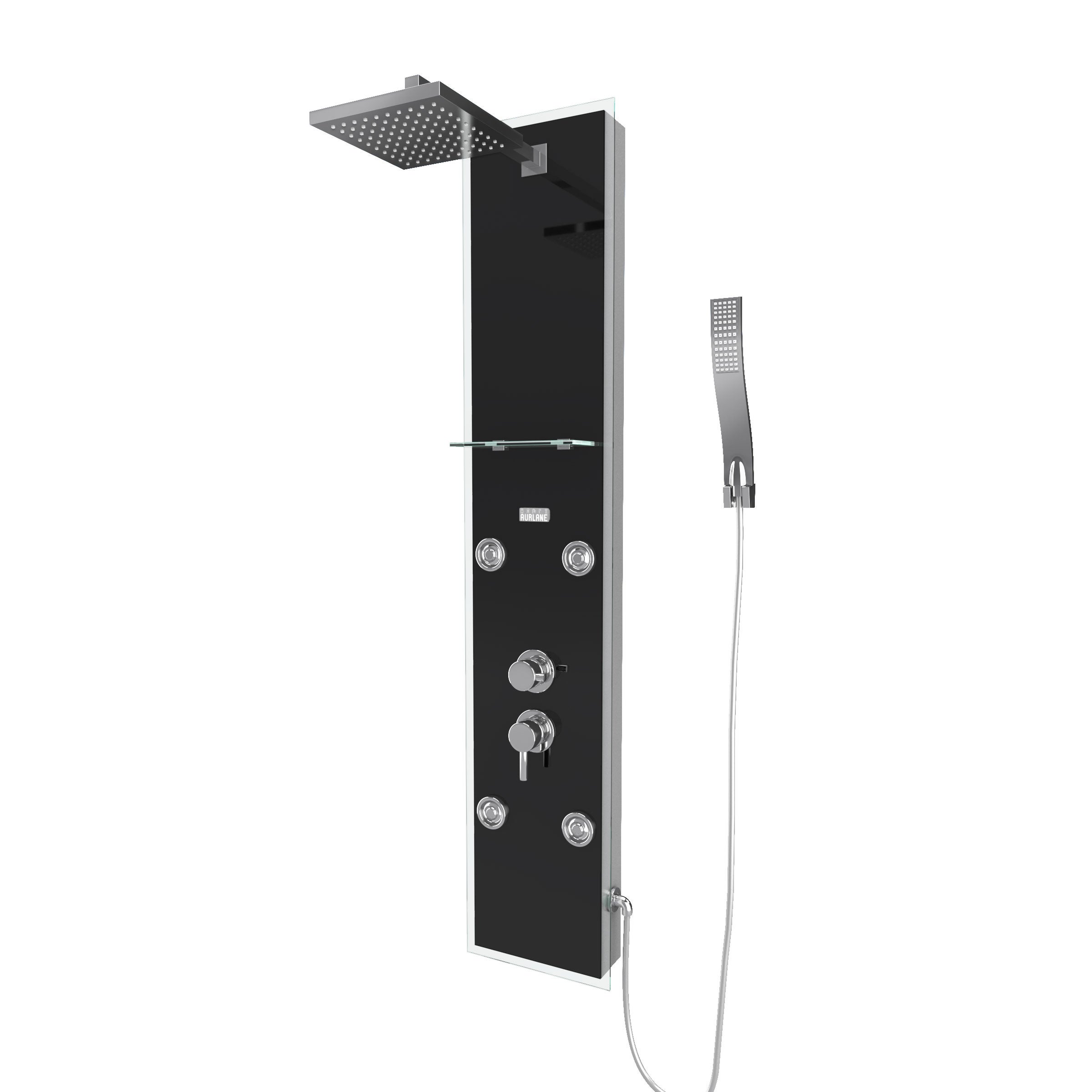 Colonne de douche a hydromassage - 22x125cm - en verre trempe + buses hydromassantes - EPSILON BLACK - 3