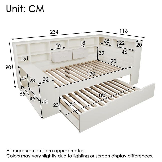 Lit banquette capitonné 90x190 cm - avec lit gigogne 90x190 cm - avec USB et Type-C - avec porte-gobelet- Beige (sans matelas) | Leroy Merlin Lit banquette capitonné 90x190 cm - avec lit gigogne 90x190 cm - avec USB et Type-C - avec porte-gobelet- Beige (sans matelas) | Leroy Merlin