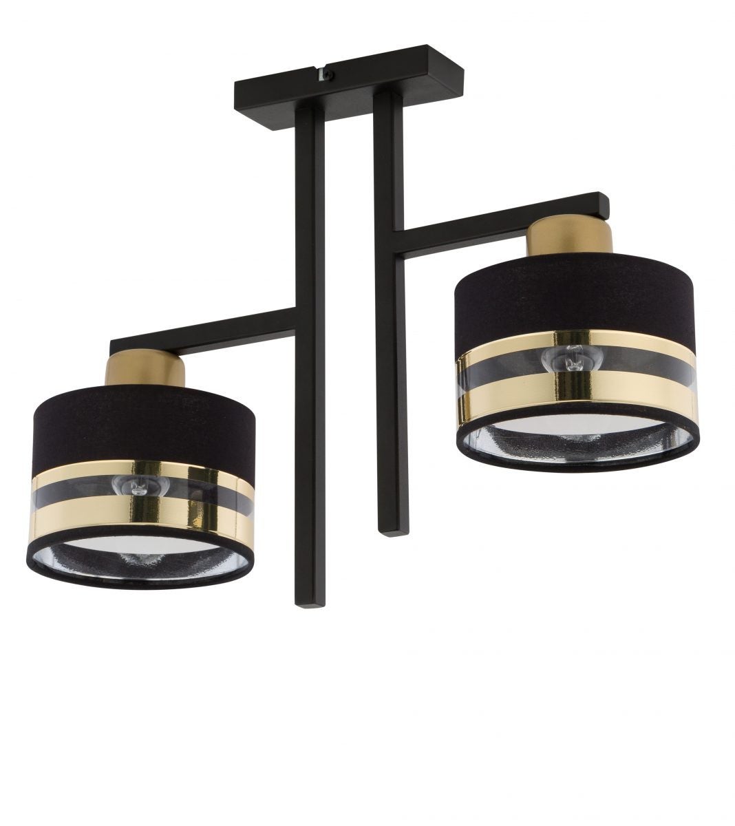 Lampa sufitowa wisząca Pro czarno-złota 2xE27x15W dekoracyjna wym: 36 x 48 x 15 cm metal SIGMA